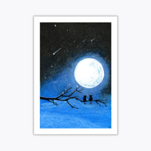 Blue Moon A4 A5 Fine Art Giclee Print Unframed