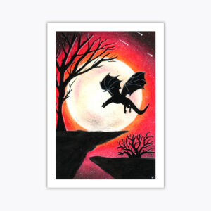 Fire Moon A4 A5 Fine Art Giclee Print Unframed