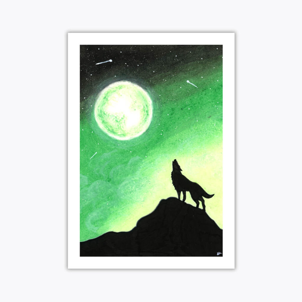 Wolf Moon A4 A5 Fine Art Giclee Print Unframed