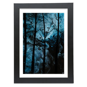 Ocean Forest A4 A5 Fine Art Giclee Print in Smooth Black Matt Frame from high-quality solid wood