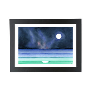 Night Surf A4 A5 Fine Art Giclee Print in Smooth Black Matt Frame from high-quality solid wood