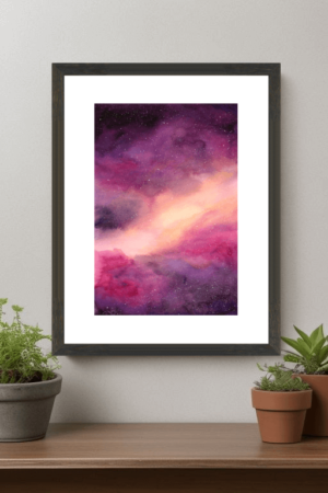 Galaxy Tiga - Original Watercolour by Dannie Mac Art - A4 Galaxy Art Cosmic Inspiring Peaceful - Framed Mockup