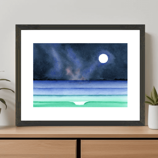 Night Surf Original Painting Cropped - Dannie Mac Art original mounted and ready to be framed